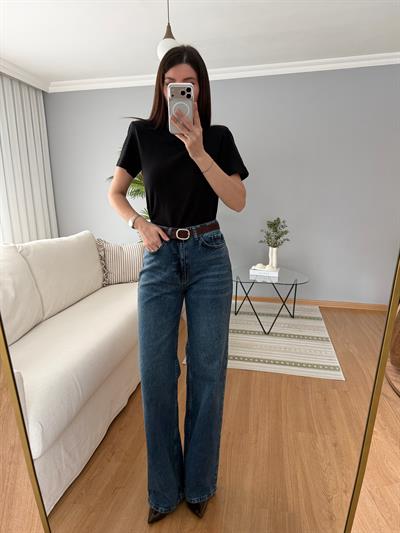 Kemerli Düz Kesim Jean