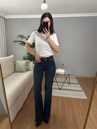 Kemerli Flare Kesim Jean