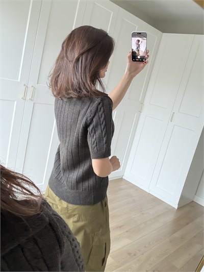 Koyu Yeşil Örgü Model Polo Yaka Triko