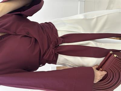 Kuşaklı Bordo Renk Gömlek