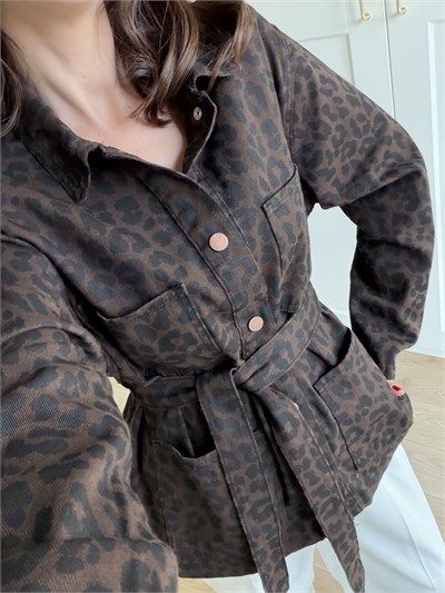 Kuşaklı Leopar Ceket