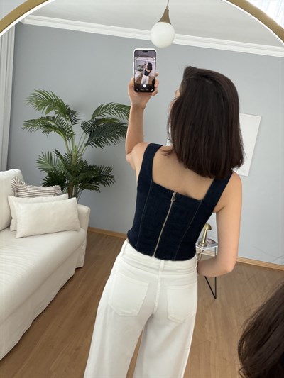 Kuşgözü Model Denim Büstiyer 