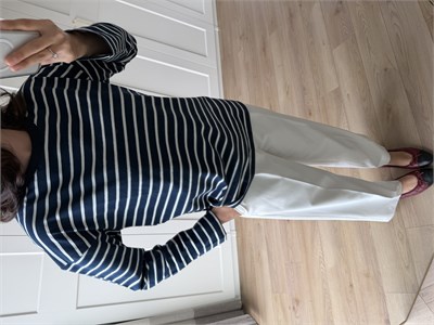Lacivert Çizgili Pamuklu Sweatshirt 