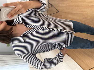 Lacivert Çizgili Poplin Gömlek