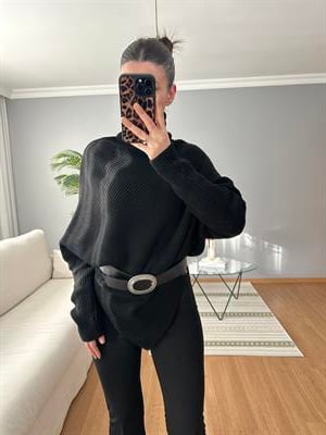 Lavia Kemerli Siyah Kazak