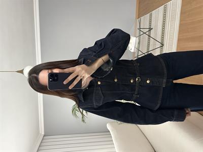 Lavienne Belden Oturan Kemerli Denim Ceket