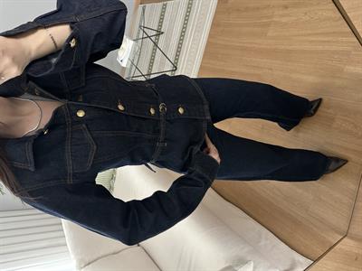 Lavienne Belden Oturan Kemerli Denim Ceket