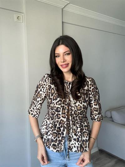 Leopar Bağlamalı Gömlek 