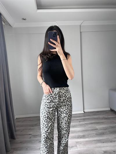 Leopar Desenli Denim 