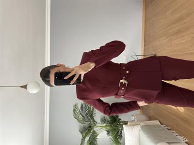 Lili Bordo Kemerli Premium Takım