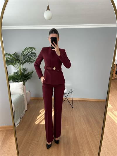 Lili Bordo Kemerli Premium Takım