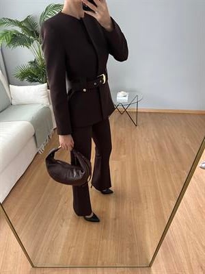 Lili Kahve Kemerli Premium Takım