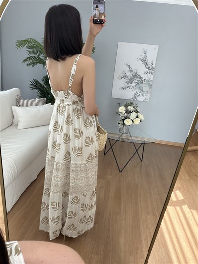Lora Pul İşlemeli Askılı Elbise