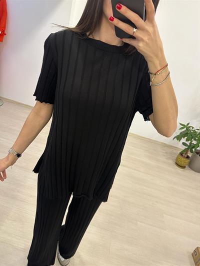 LUNA SİYAH FİTİLLİ TRİKO TAKIM 