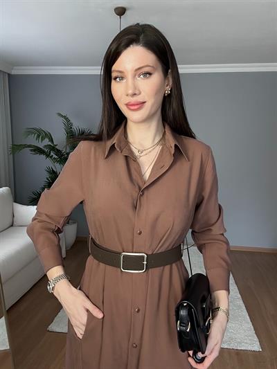 Maria Kahve Modal Elbise