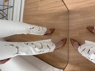 Marka Model Floral Desenli Ekru Jean 