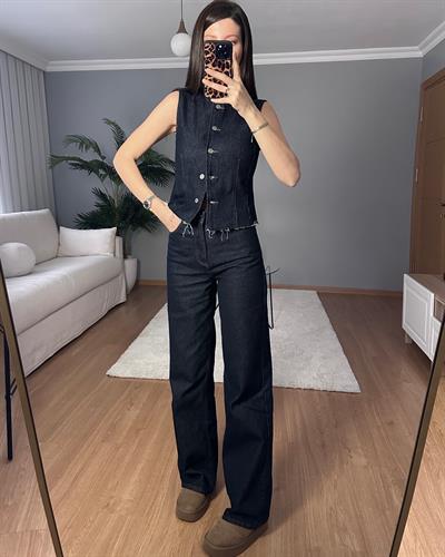 Mia Denim Yelekli Takım