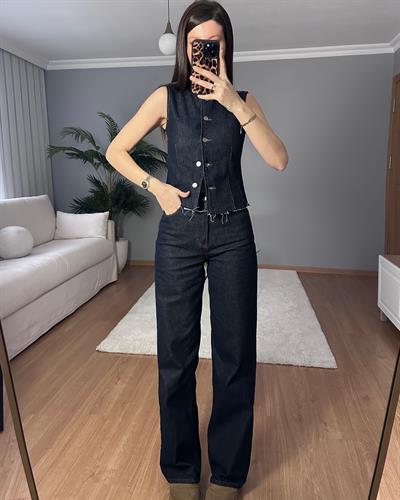 Mia Denim Yelekli Takım