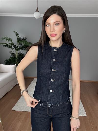 Mia Denim Yelekli Takım
