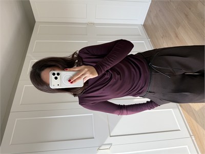 Mürdüm Rengi Degaja Yaka Bluz 