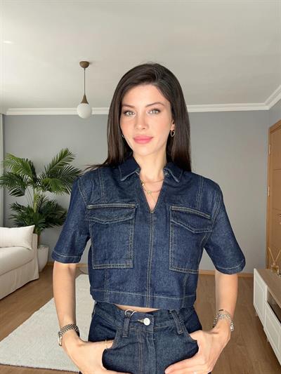 Palazzo Pantolonlu Denim Takım 
