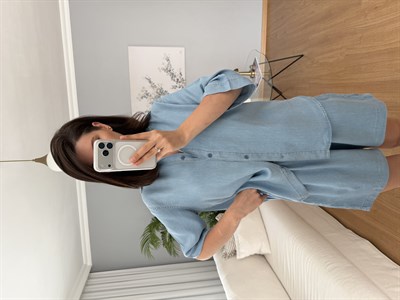 Paline Açık Denim Rengi Şortlu Takım