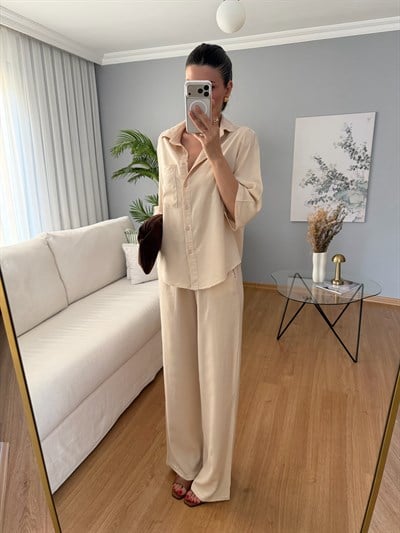 Paline Ekru Renk Tencel Takım