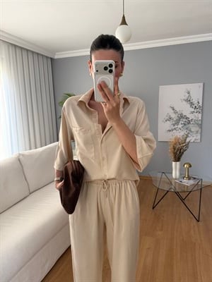 Paline Ekru Renk Tencel Takım