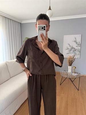 Paline Kahve Rengi Tencel Takım