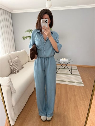 Paline Tencel Açık Denim Rengi Takım (ÖN SİPARİŞTİR 20 MAYIS TARİHİNDE KARGOLANACAK)