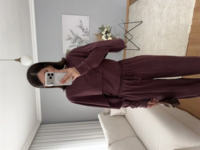Pelerin Model Bordo Renk Modal Takım