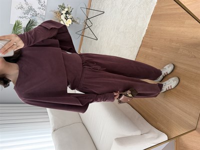 Pelerin Model Bordo Renk Modal Takım