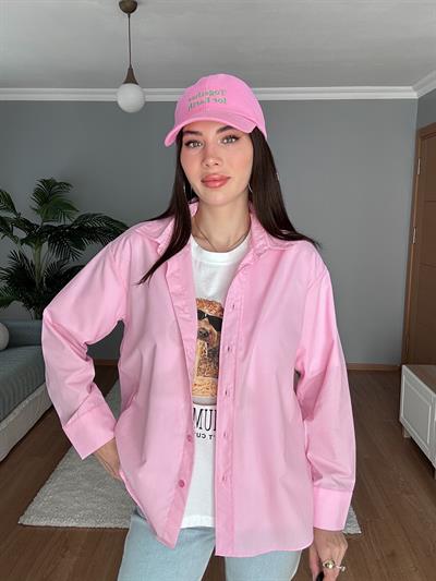Pembe Poplin Gömlek 