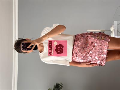 Pembe Pul Payet Etek