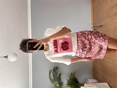 Pembe Pul Payet Etek