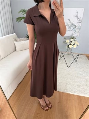 Polo Yaka Kahve Elbise  