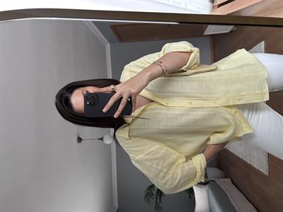 Premium Sarı Keten Gömlek