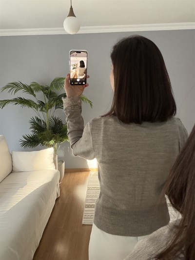 Quennie Vizon Renk Dantel Detaylı Hırka
