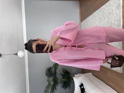 Ribbon Pembe Müslin Takım