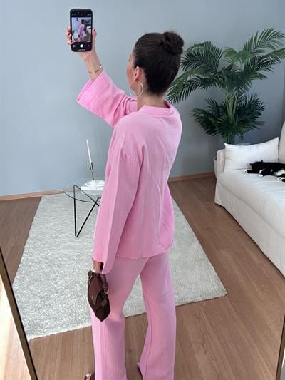 Ribbon Pembe Müslin Takım
