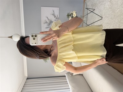 Rovienne Sarı Fırfır Bluz