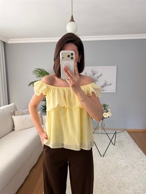 Rovienne Sarı Fırfır Bluz