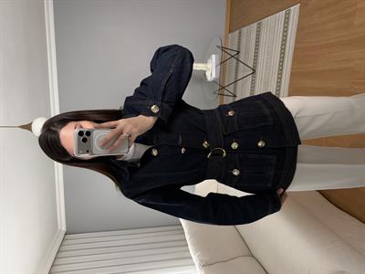 Runwaya Gold Düğmeli Kemerli Ceket 