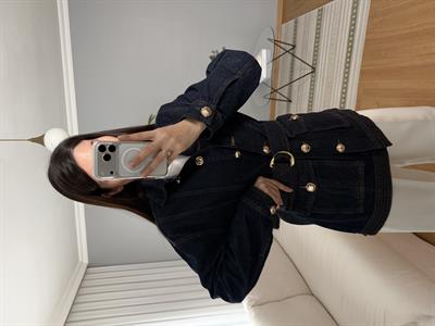 Runwaya Gold Düğmeli Kemerli Ceket 