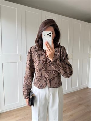 Sahmira Pul İşlemeli Kahve Rengi Ceket