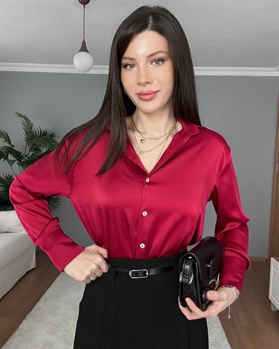 Saten Bordo Gömlek