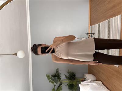 Satin Açık Vizon Bluz 