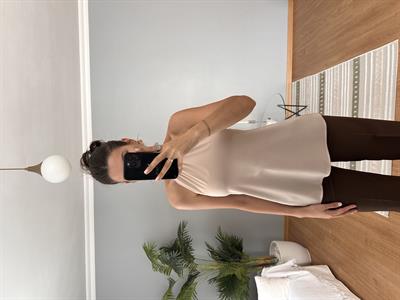 Satin Açık Vizon Bluz 