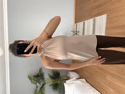 Satin Açık Vizon Bluz 
