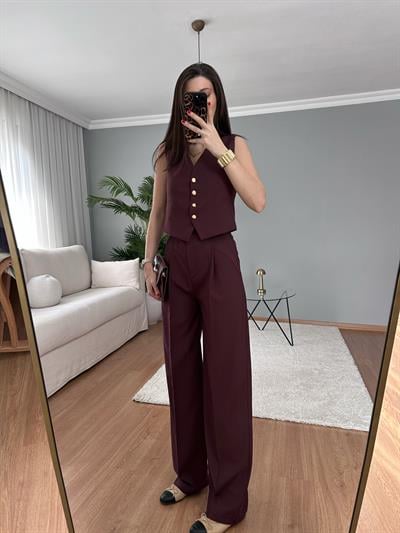 Sita Bordo Yelekli Takım